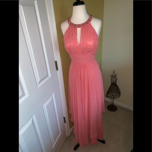 Pink Embellished Formal Evening Gown